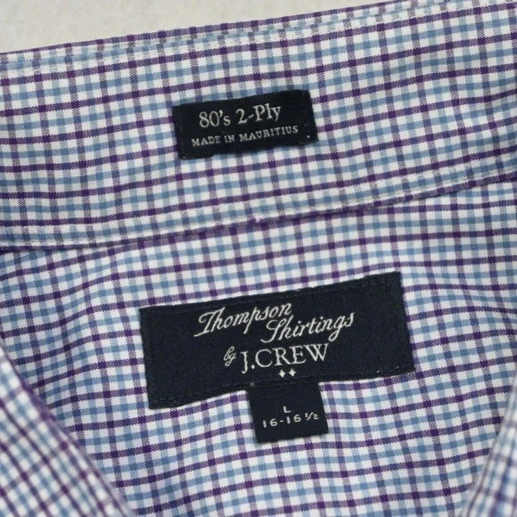 J.CREW Thompson Shirting Dress Shirt Plaid Long Sleeve Button Up Mens Large - Picture 7 of 10